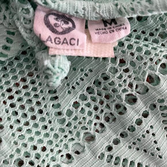 Lagaci Medium Green Swim Cover Up Long Sleeve Lace - Picture 3 of 10